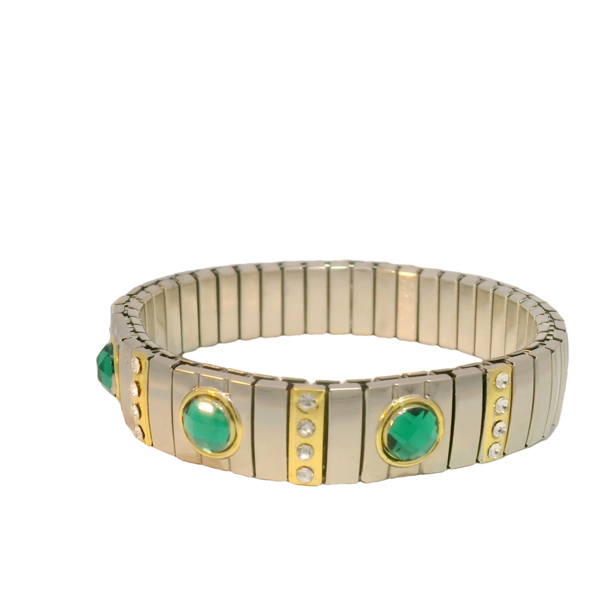 Pulsera Italiana Eslabon Delgado Con Cristal Redondo