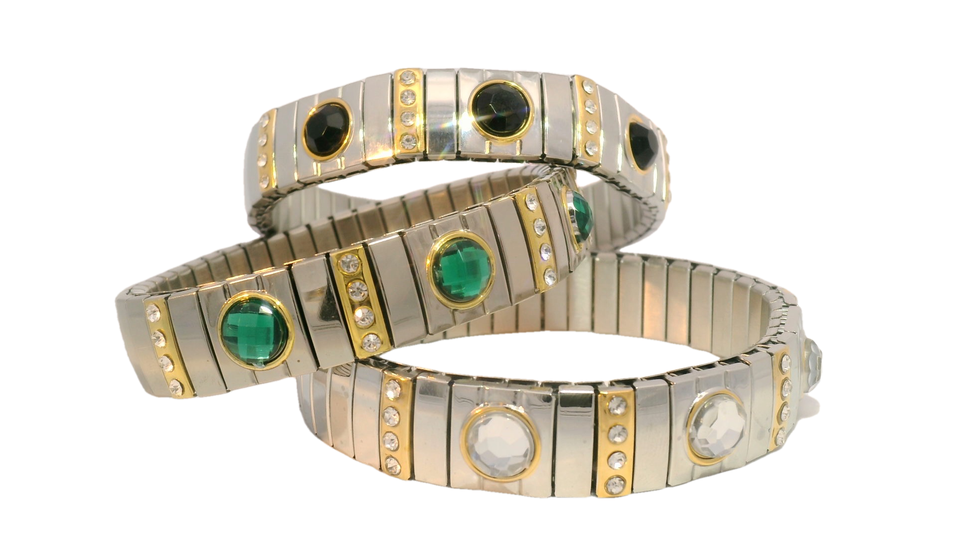 Pulsera Italiana Eslabon Delgado Con Cristal Redondo