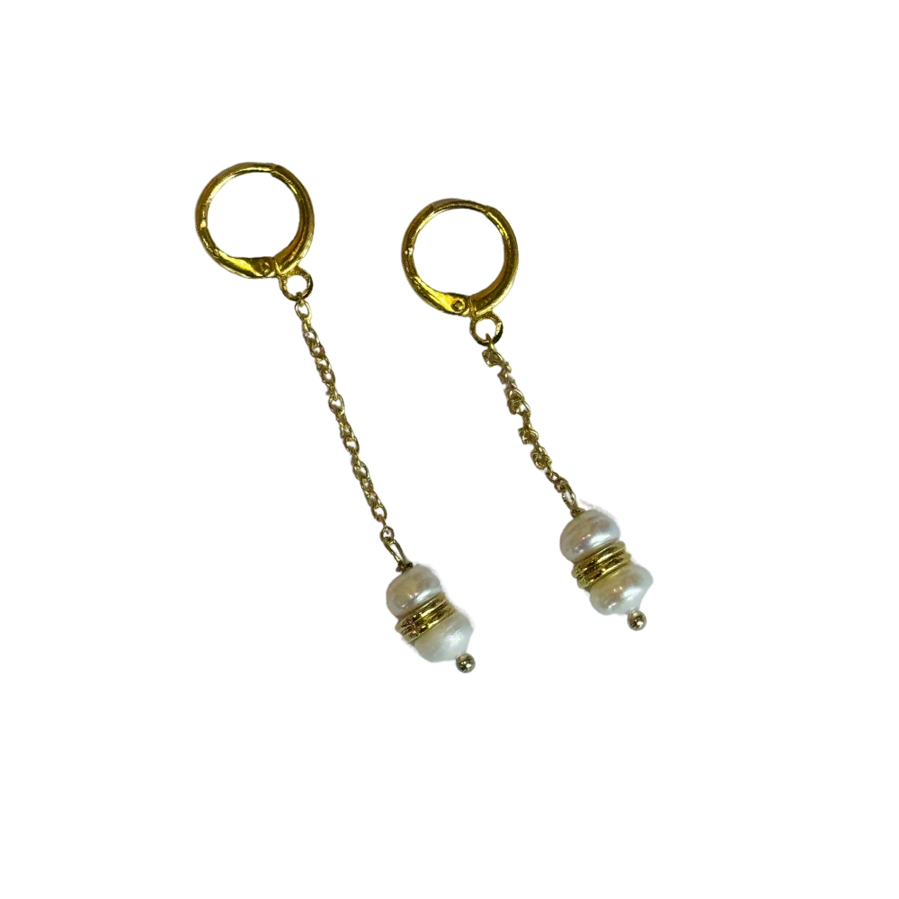 Aretes Long Chain double perl