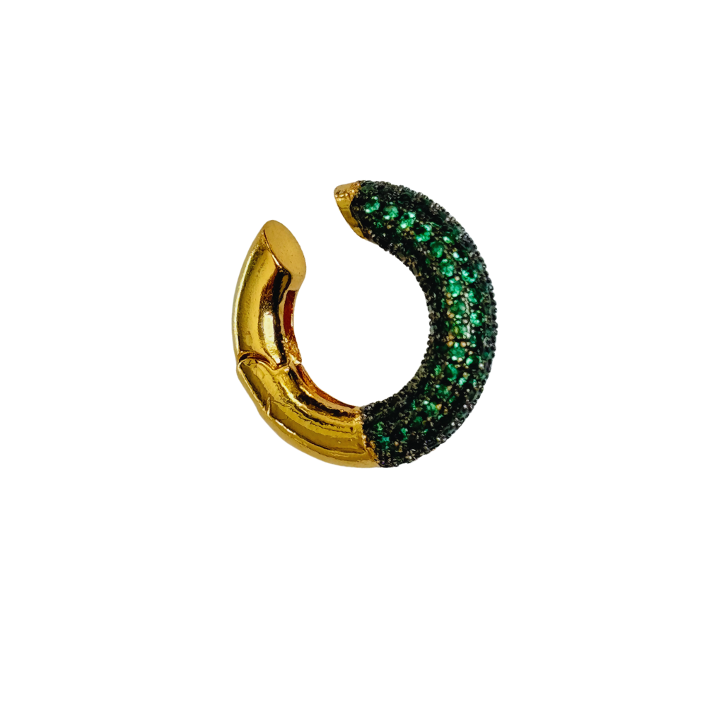 Arete Ear Cuff Gold Green Zirc